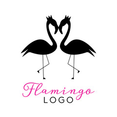 Vector illustration of a simple flamingo logo design concept.