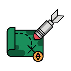 rocket military force with paper map