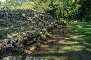 Ulupo Heiau historic hawaiian religious site near Kailua on Oahu, Hawaii