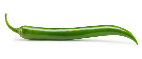 Green chili pepper isolated on white