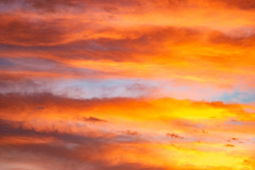 Red and yellow clouds in the sunset sky