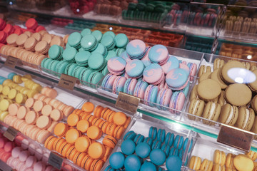 multi color Macaroon display for sale at local store