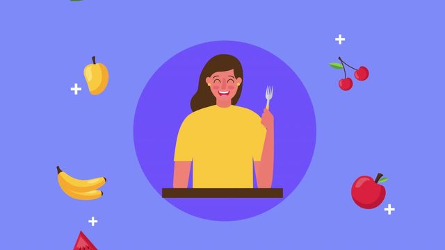 young woman with fresh healthy food