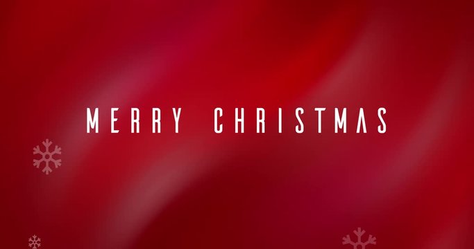 Merry Christmas Card on a Red Gradient Background with Falling Snowflakes