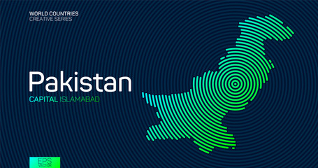 Abstract map of Pakistan with circle lines