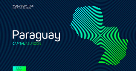 Abstract map of Paraguay with circle lines