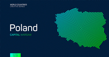 Abstract map of Poland with circle lines