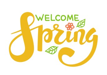 Hello Spring quote hand drawn calligraphy