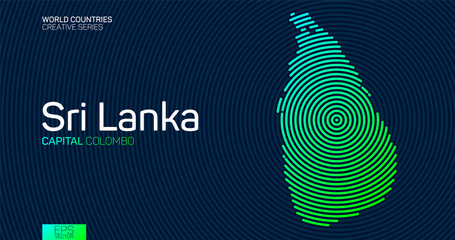 Abstract map of Sri Lanka with circle lines - obrazy, fototapety, plakaty