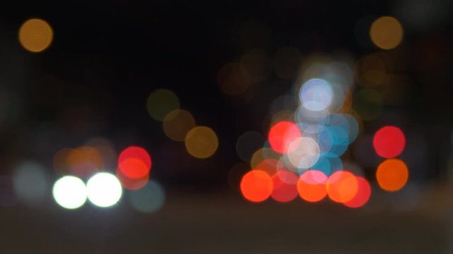 Sparkling Colorful Effect Of Moving Lights During The Winter Night Taken Off The Road In Hastings County In Ontario Canada - Steady Shot