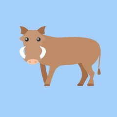 Vector illustration of a cute warthog.