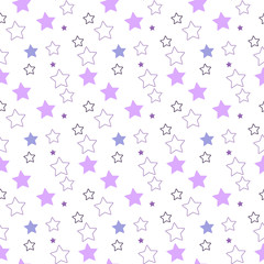 Seamless pattern with stars on white background.Design template for wallpaper,fabric,wrapping,textile