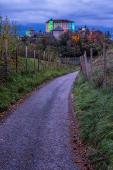 Naklejka premium Picturesque evening view of Thun Castle, Val di Non, Province of Trento, Trentino Alto Adige, Italy.