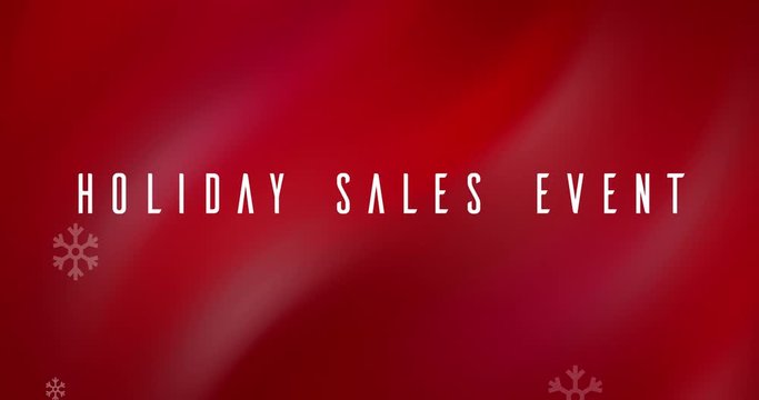 Holiday Sales Event on a Red Gradient Background with Falling Snowflakes