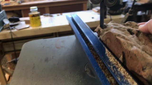 Slicing a root ball on a bandsaw