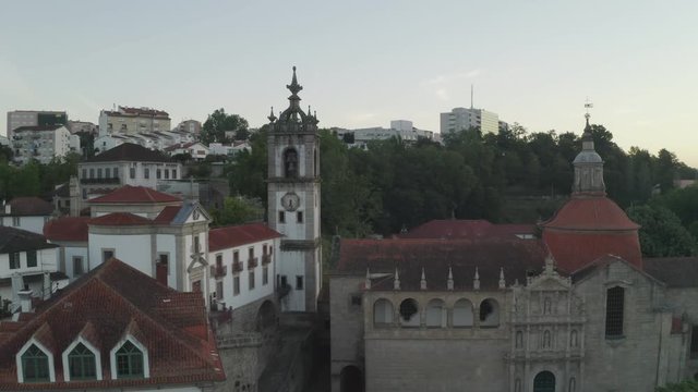 Amarante drone aerial view in Portugal at sunrise