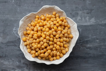 boiled chick-pea in beautiful white bowl
