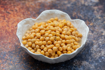boiled chick-pea in beautiful white bowl