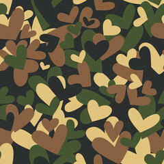 Seamless camouflage pattern made of hearts - obrazy, fototapety, plakaty