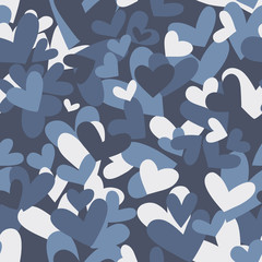 Seamless camouflage pattern made of hearts