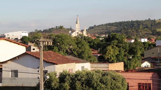 Church on the main street on a small town in Minas Gerais, Brazil
