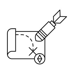 rocket military force with paper map