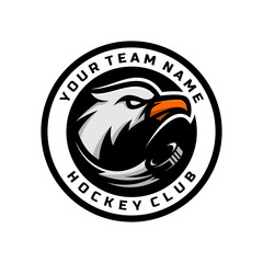 Eagle head logo for the hockey team logo. vector illustration. with a combination of circle badges.