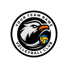 Eagle head logo for the volleyball team logo. vector illustration. with a combination of circle badges.