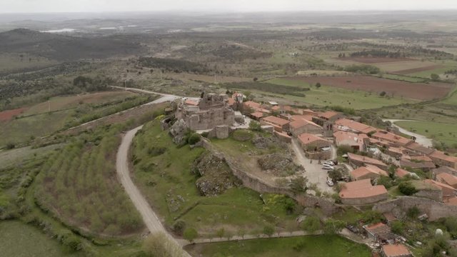 Castelo Rodrigo drone aerial view, in Portugal