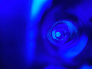View inside blue empty glass bottle