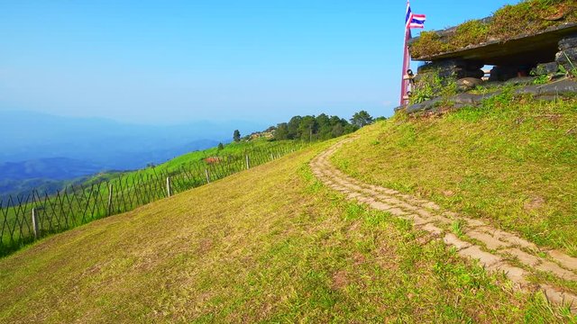 4K video of mountain view at Doi Chang Mub base, Chiang Rai province.