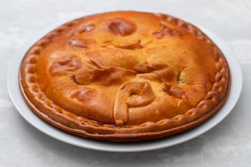 Empanada Gallega, Traditional pie stuffed with chicken typical from Galicia, Spain