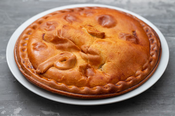 Empanada Gallega, Traditional pie stuffed with chicken typical from Galicia, Spain