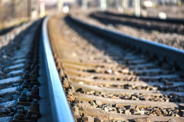 Fototapeta na wymiar Railway crossing, Train comming, Railway track