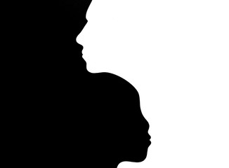 face silhouette profil black and white 