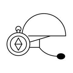 military force helmet with microphone isolated icon