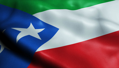 3D Waving Colombia City Flag of El Penon Closeup View