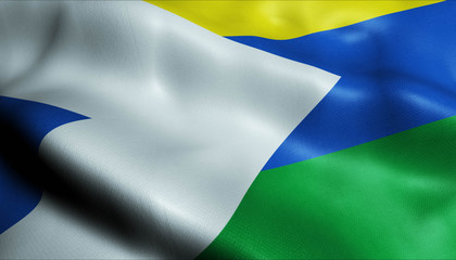 3D Waving Colombia City Flag of Cumaribo Closeup View