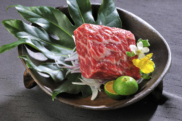 The portrait of food sliced beef