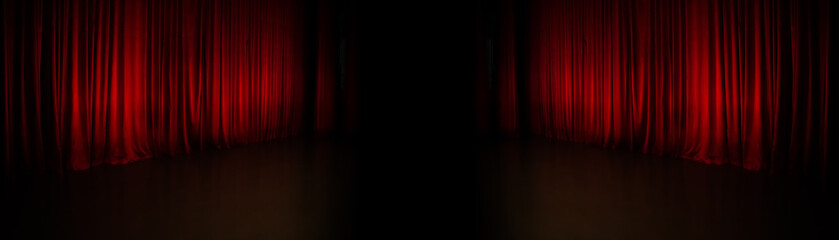 background with red curtain panorama