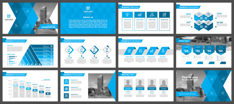 Presentation templates, corporate. Elements of infographics for presentation templates. Annual report, book cover, brochure, layout, leaflet layout template design.	