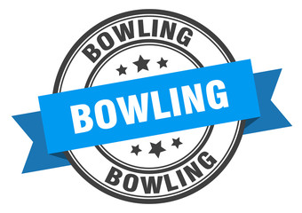 bowling label. bowlinground band sign. bowling stamp