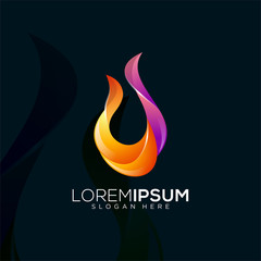 fire colorful vector logo illustration