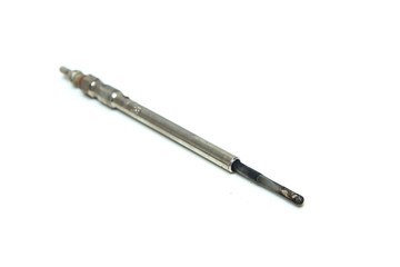 The used glow plug for diesel engines isolated on a white background.  