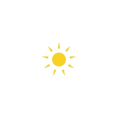 Fototapeta premium Bright hot sun or burning sunflower icon. Isolated on white. Hot summer weather.