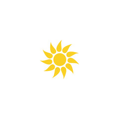 Bright hot sun or burning sunflower icon. Isolated on white. Hot summer weather.
