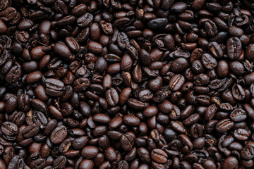 top view of roasted coffee beans