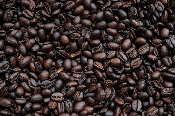 top view of roasted coffee beans