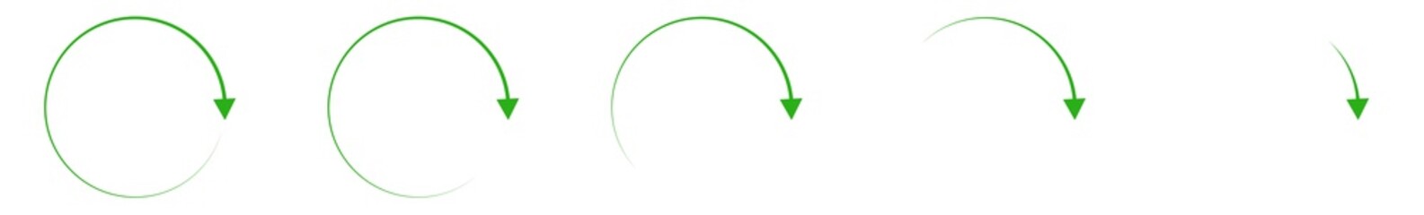 Arrow Icon Green | Circle Arrows | Infographic Illustration | Direction Symbol | Curved Loading Logo | Up Sign | Isolated | Variations