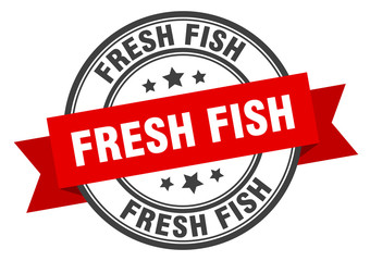 fresh fish label. fresh fishround band sign. fresh fish stamp